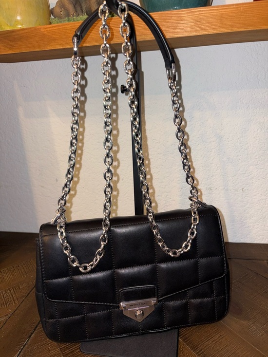 Michael Kors Handbags - Michael Kors Black Quilted Shoulder Bag with Silver Chain